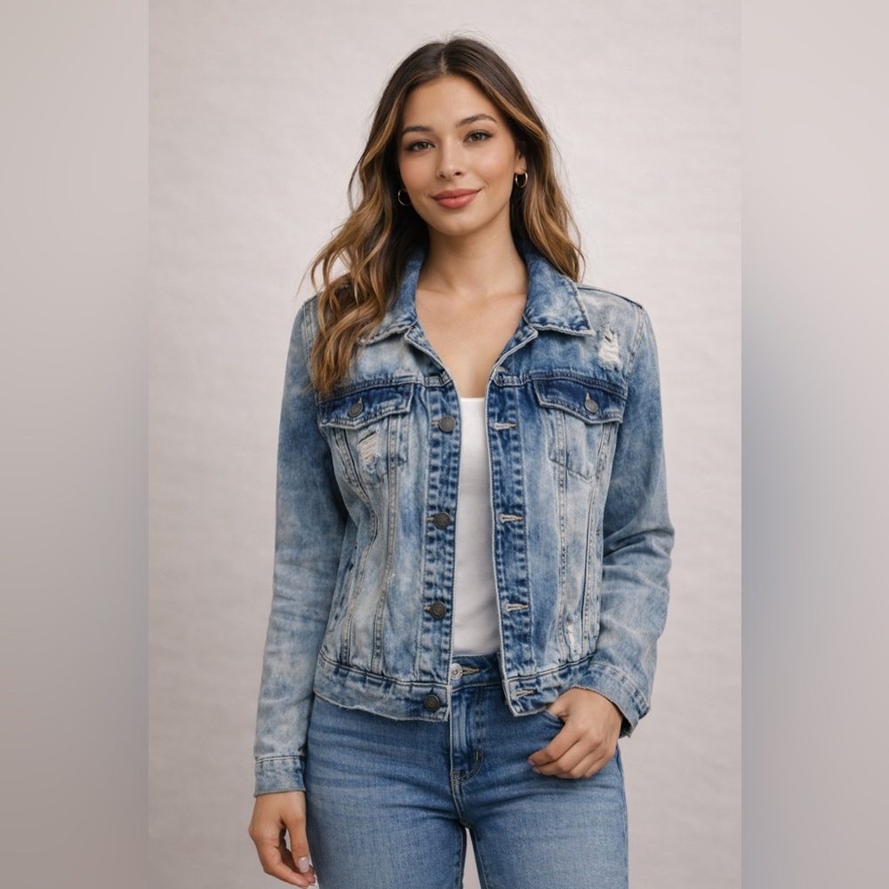 size medium acid wash‎ jeans jacket XL